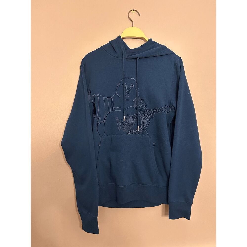 True Religion Men's Buddha Long Sleeve Pullover Hoodie Navy Poseidon Blue Size S